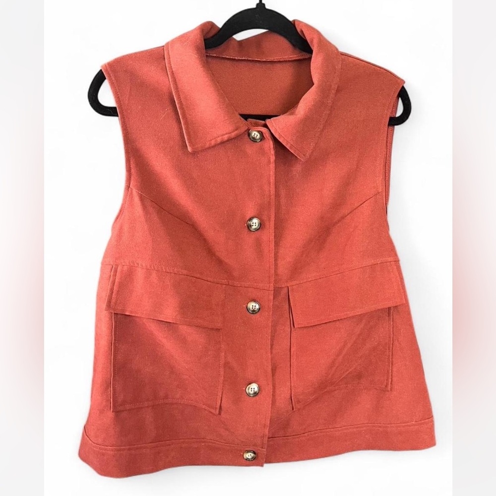 SHEIN Rust Colored Button Up Vest Shacket Size OXL